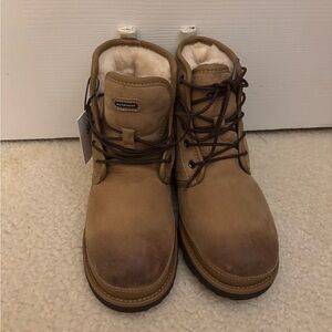 UGG Men's Tan Lace-Up Shearling-Lined Boots